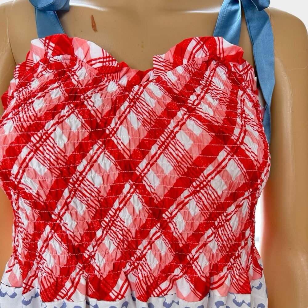 Women Bohemian Bluebell Maxi Dress Size L V-Neck Gathered Bodice Bows Shoulders - Picture 11 of 16